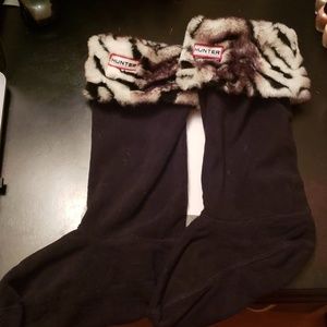 Hunter boot socks, tall, size MM, black/zebra